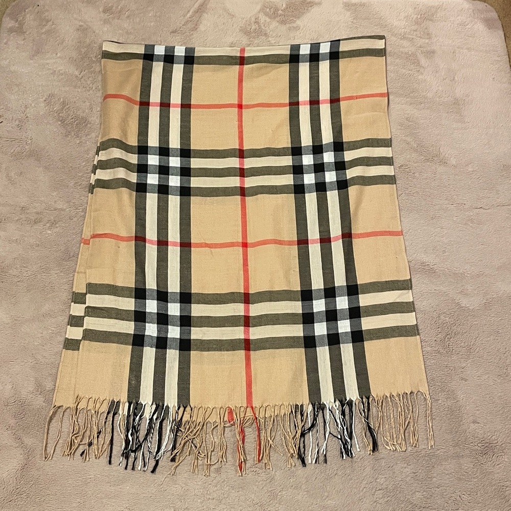 Plaid Fringe Scarf